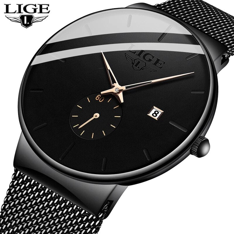 Men’s Watches Top Brand Luxury Quartz Watch Men Casual Slim Mesh Steel Strap Waterproof Sport Watch