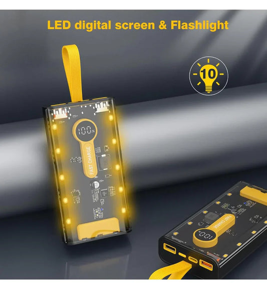 Led Light Power Bank, 66W Comes With Four Wire Fast Charging Charging Treasure LED Ligh