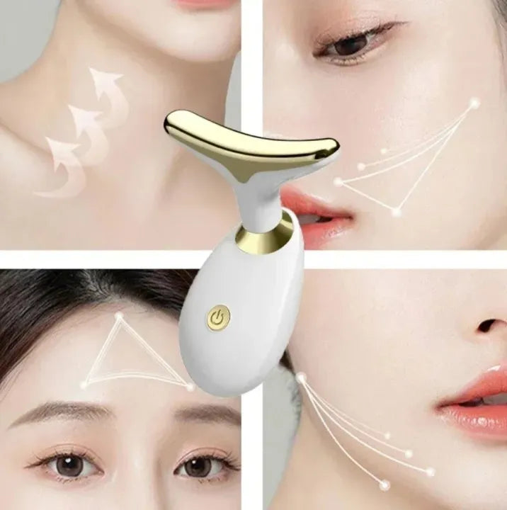 Neck & Face Massager 7 Color LED Light Therapy & EMS Face Lifting Device | Anti Aging Skin Tightening Wrinkle Removal Machine | Facial Massager for Skin Firming & Rejuvenation at Home