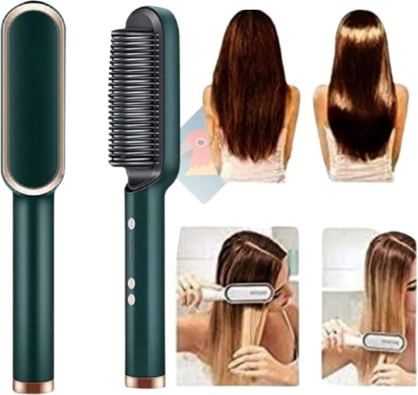 909 Hair Straightening Brush – Electric 2-in-1 Hair Straightener & Curler | Fast Heating Styling Comb | 3-Minute Quick Hair Styling