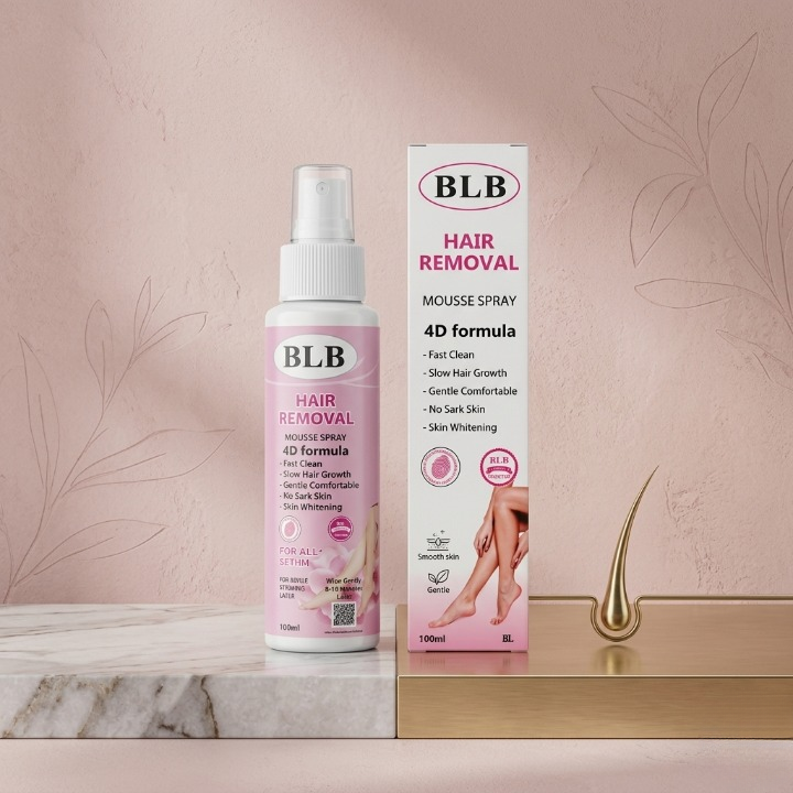 BLB Hair Removal Mousse Spray 4D Formula – Gentle Hair Removal Foam for Smooth Skin (100ml)