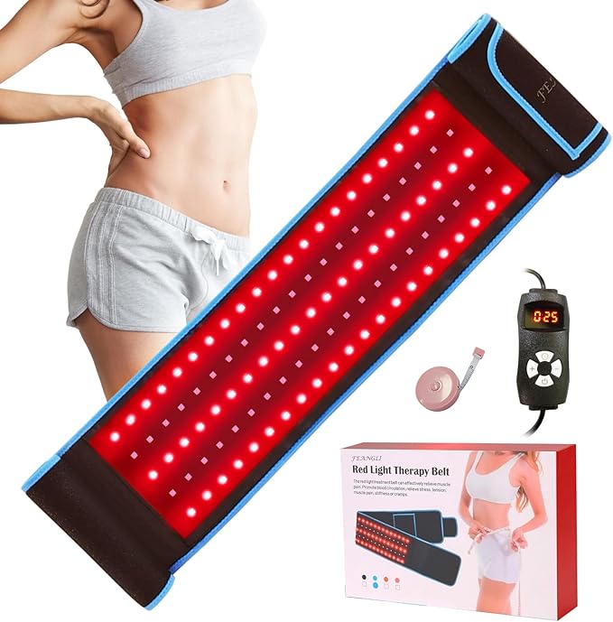 ed Light Therapy Belt – Wearable Infrared 660nm & 850nm LED Wrap for Back, Waist, Shoulder, Knee & Muscle Pain Relief with Timer Remote