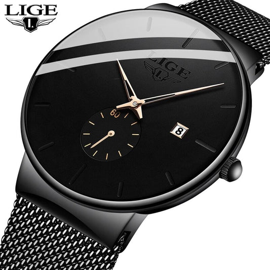 Men’s Watches Top Brand Luxury Quartz Watch Men Casual Slim Mesh Steel Strap Waterproof Sport Watch