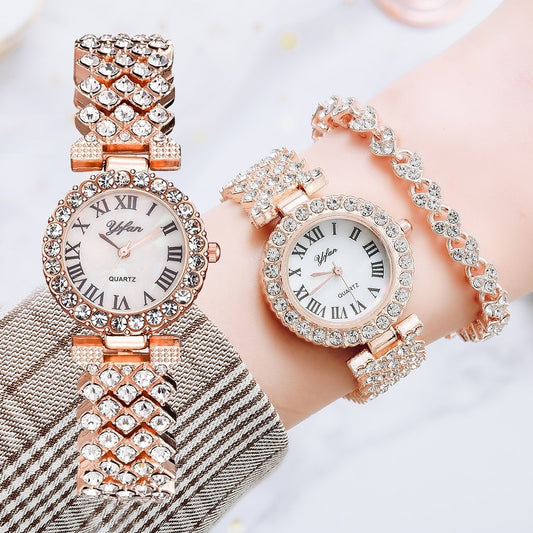 Ladies Quartz Diamond Wristwatch Luxury Rose Gold Watch Women Fashion Elegant Bracelet watches