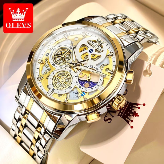 Men’s Watches Top Brand Luxury Original Waterproof Quartz Watch for Man Gold Skeleton Style